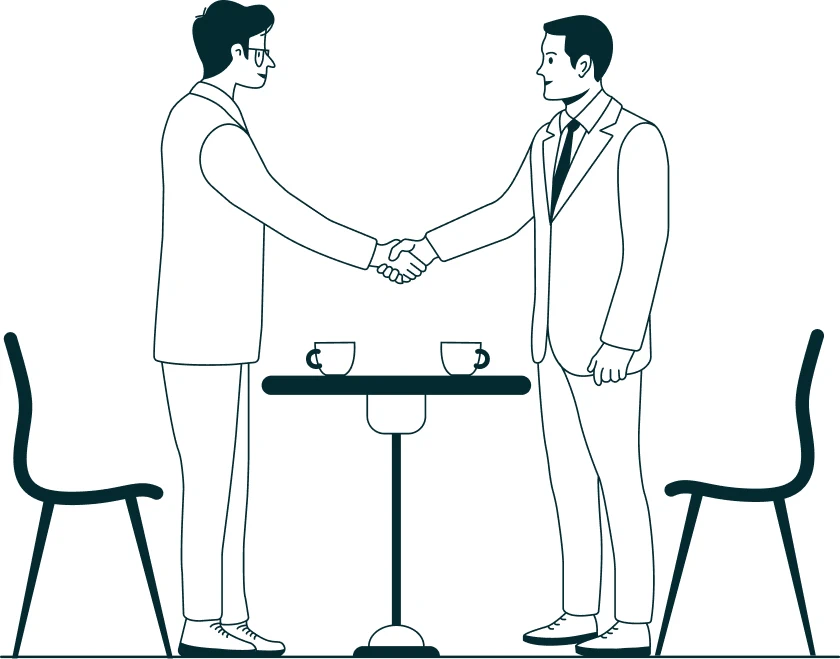 Two business owners shaking hands.