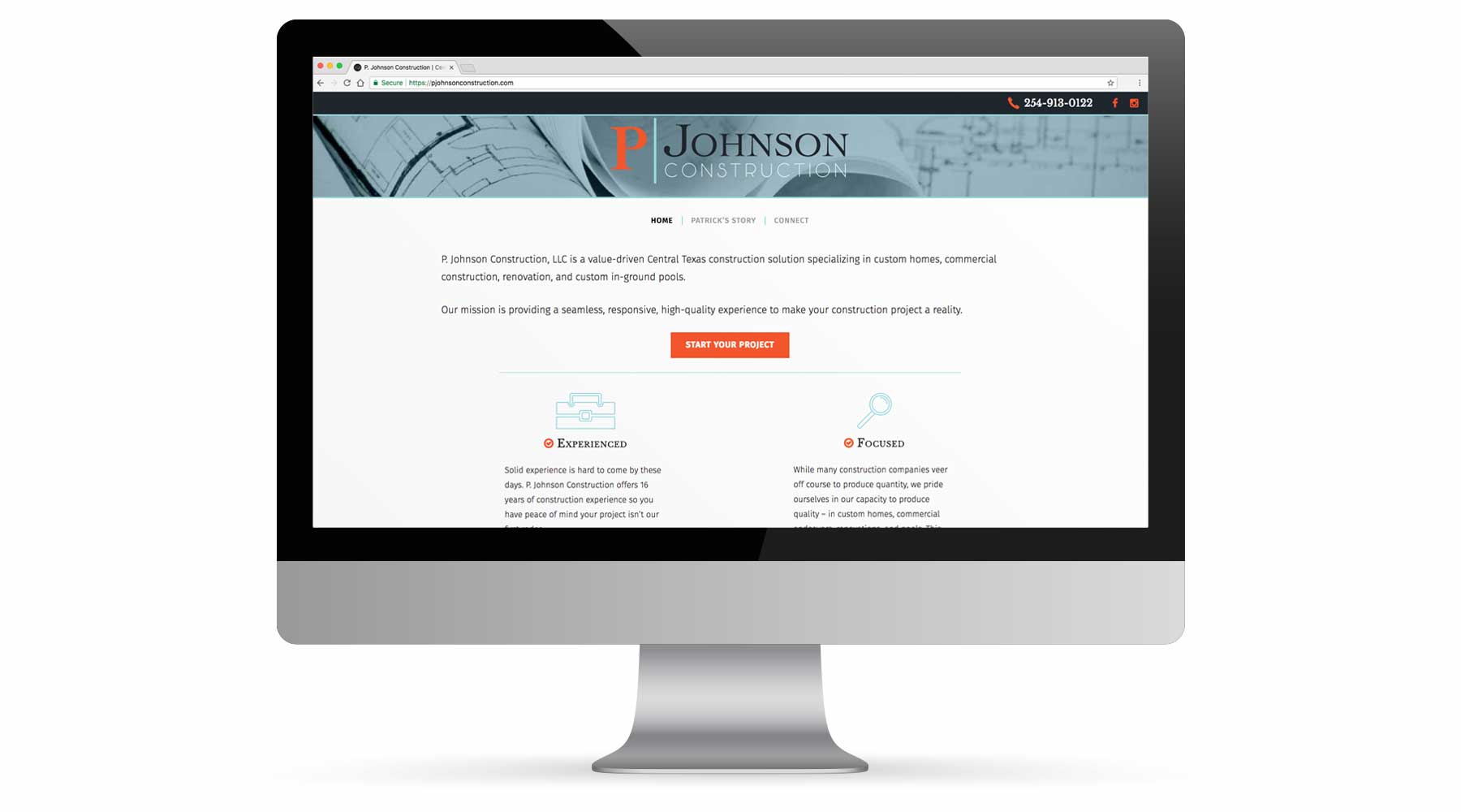 P Johnson Construction Website Portfolio.